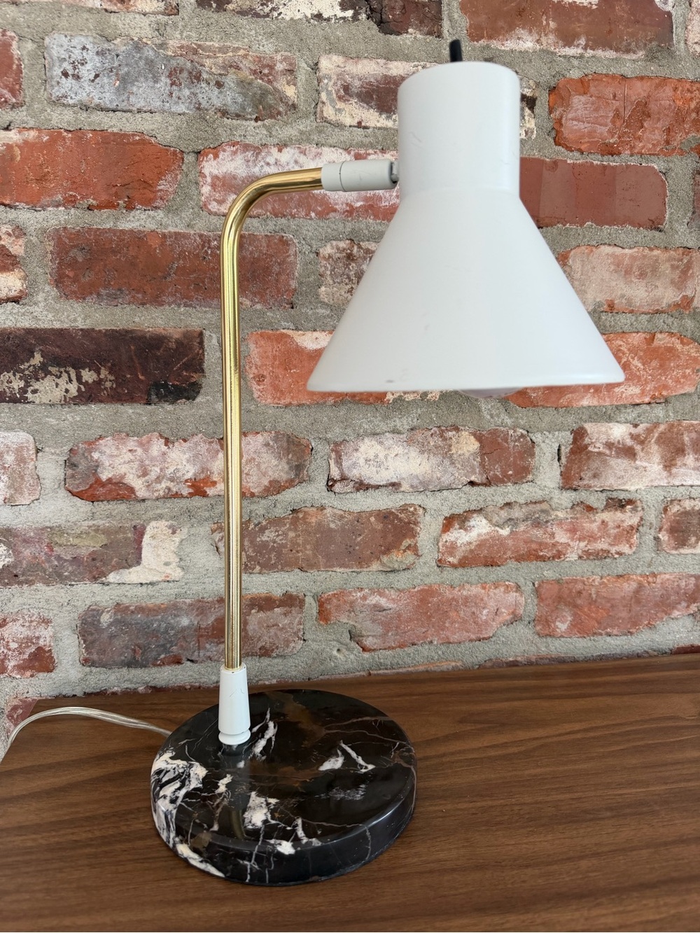 Nate Berkus Target Black Marble Brass Off White Desk Lamp MCM Modern